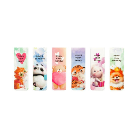 Закладки магнитные для книг 6 шт MESHU "Cute animals" глянцевая ламинация RE-MS_58939