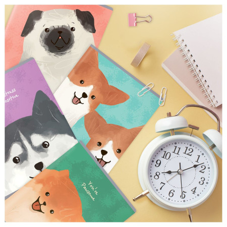 Тетрадь 48л. A5 клетка MESHU "Funny dogs" матовая ламинация, микро sandy-touch лак RE-MS_49772