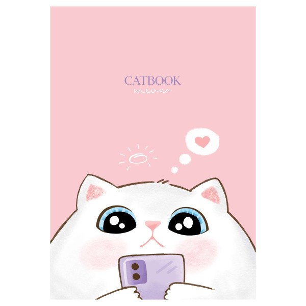 Тетрадь 80л. A5 клетка MESHU "Cat Book" на гребне, двойная обложка, матовая ламинация, выб.лак RE-MS_53955