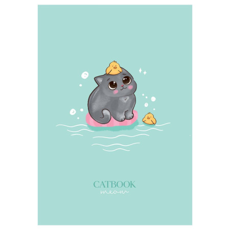 Тетрадь 80л. A5 клетка MESHU "Cat Book" на гребне, двойная обложка, матовая ламинация, выб.лак RE-MS_53955