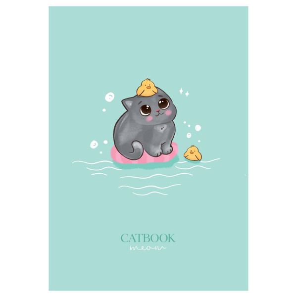 Тетрадь 80л. A5 клетка MESHU "Cat Book" на гребне, двойная обложка, матовая ламинация, выб.лак RE-MS_53955