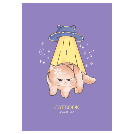 Тетрадь 80л. A5 клетка MESHU "Cat Book" на гребне, двойная обложка, матовая ламинация, выб.лак RE-MS_53955