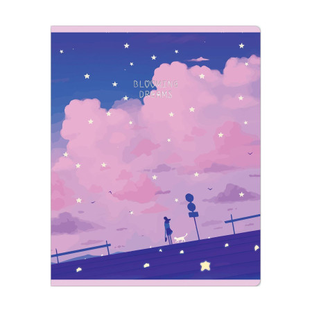 Тетрадь 48л. A5 клетка MESHU "Blooming dreams" софт-тач ламинация, тиснение фольгой RE-MS_49776