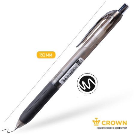 Ручка шариковая автоматическая Crown "QD" черная, 0.5 мм, грип RE-QD-018