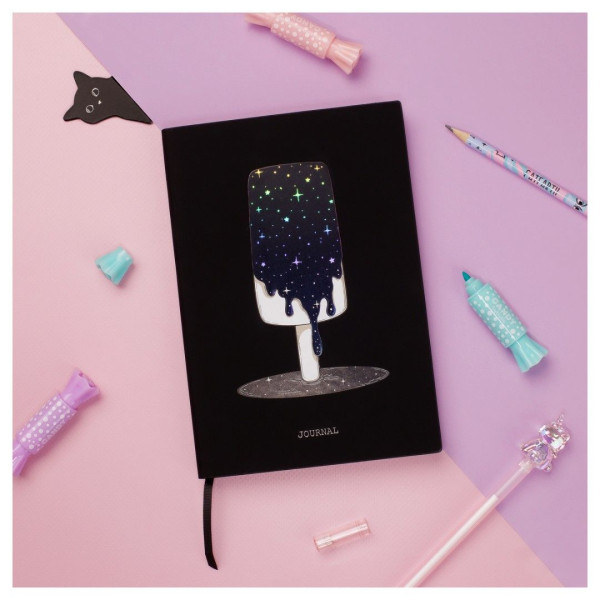 Ежедневник недатированный А5 136л. MESHU "Magic. Ice cream" кожзам, тон. блок, аппликация с анимированным изображением, закладка-ляссе RE-MS_53618